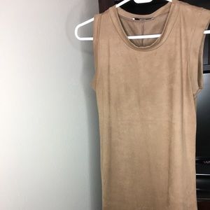 Brown Suede Above Knee Fitted Dress Size small